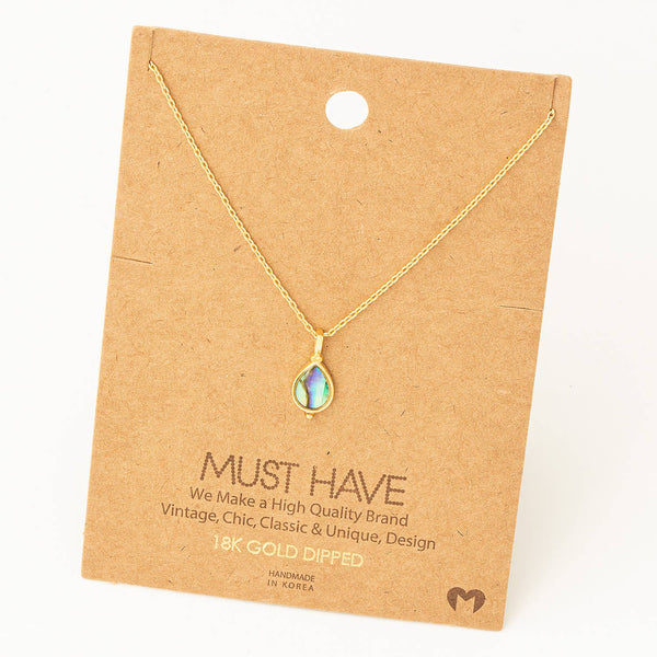 Fame Accessories - Mother Of Pearl Teardrop Pendant Necklace: GW