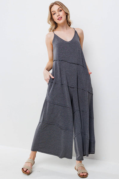 Ces Femme - Solid Jumpsuit With Pockets / BJ6854: S-M-L (2-2-2) / DENIM