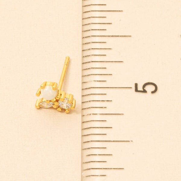 Fame Accessories - Mini Triple Rhinestone Stud Earring: G