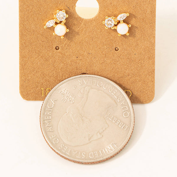 Fame Accessories - Mini Triple Rhinestone Stud Earring: G