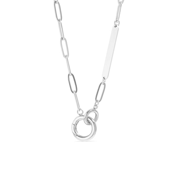 WJW - 18K Gold PVD Engravable Paperclip Charm Holder Necklace: Gold