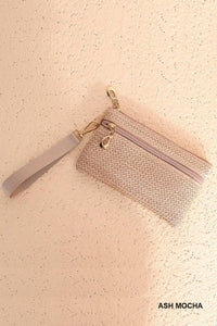 Vanilla Monkey - Boho Woven Straw Wristlet Wallet Bag: ASH MOCHA / 1 (ONE SIZE)