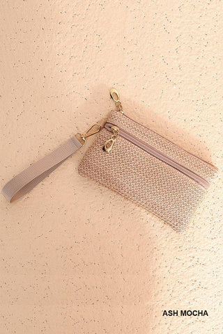 Vanilla Monkey - Boho Woven Straw Wristlet Wallet Bag: ASH MOCHA / 1 (ONE SIZE)