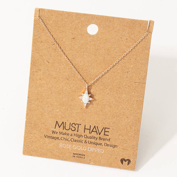 Fame Accessories - Mini Star Opal Pendant Necklace: G