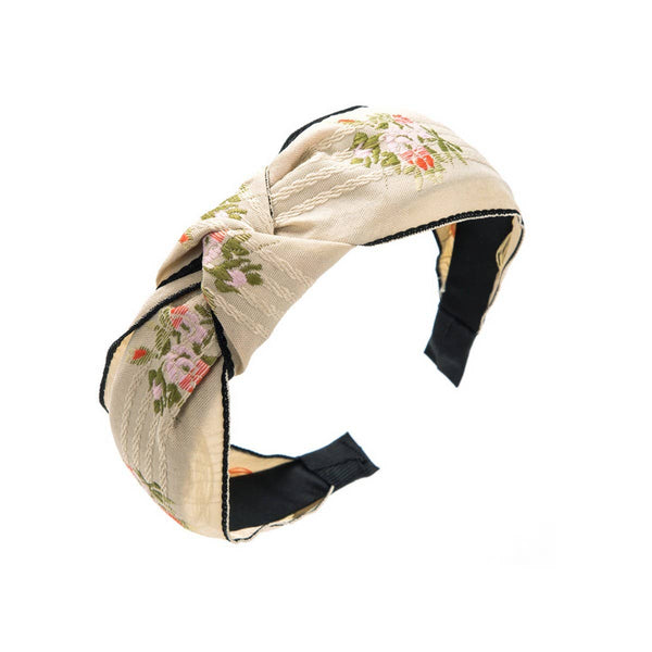 ACCITY - CROSS EMBROIDERY FASHION HEADBAND_CWAHA1253: Beige / (OS) 3