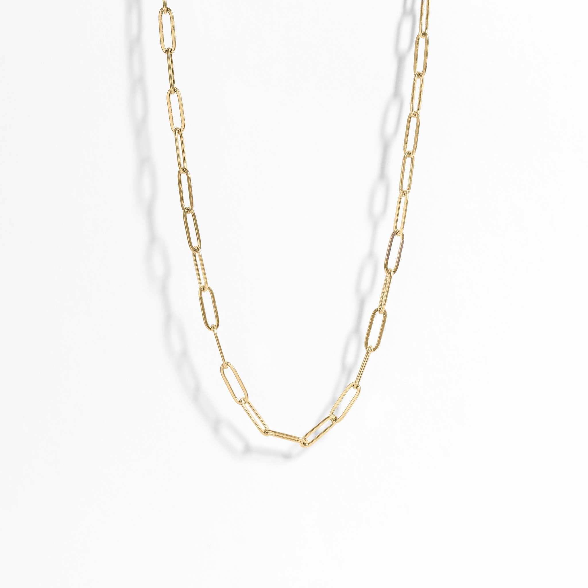 WJW - 18K Gold Paperclip Chain Necklace: 18+02" / 4mm