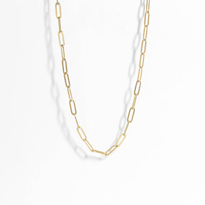 WJW - 18K Gold Paperclip Chain Necklace: 18+02" / 4mm