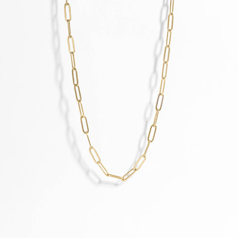 WJW - 18K Gold Paperclip Chain Necklace: 18+02" / 4mm