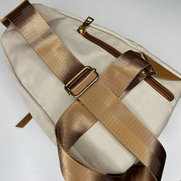 Mila Khakis & Cognac Sling Crossbody Bag