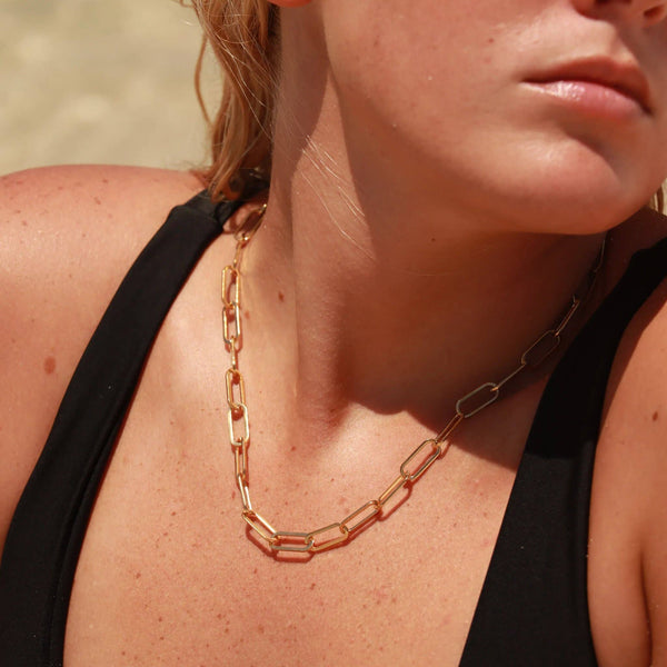 WJW - 18K Gold Paperclip Chain Necklace: 18+02" / 4mm