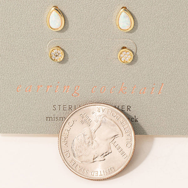 Fame Accessories - Sterling Silver Three Pair Stud Earring Set: S