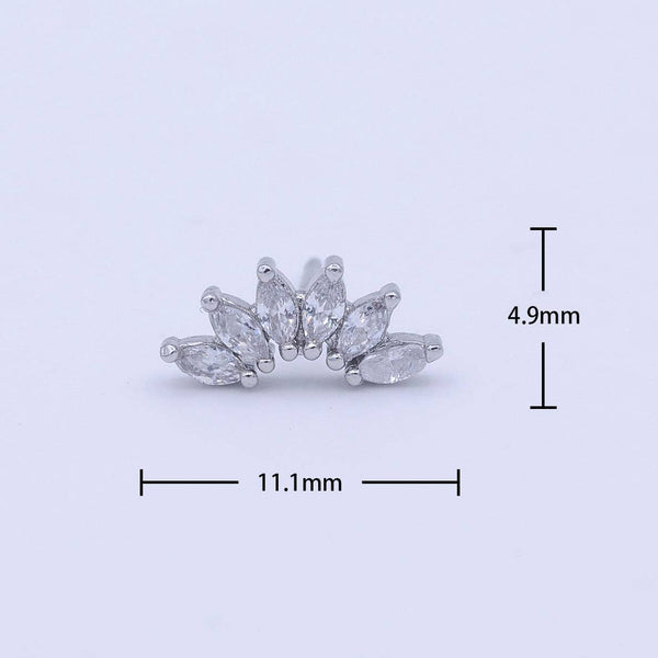 Aim Eternal - White Gold Filled Dainty Silver Marquise Cluster Dainty Stud Earrings | Y272