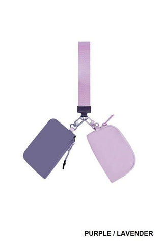 Vanilla Monkey - Dual Pouch Wristlet Keychain Wallet: PURPLE/LAVENDER / 1 (ONE SIZE)