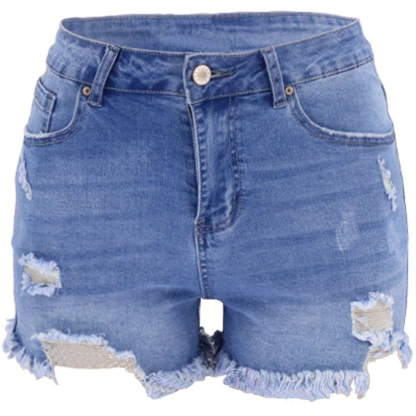 Lovesoft - Women's High-rise Ripped Stretch Summer Denim Shorts: S / Black / 73%Cotton/14%Rayon/11% Polyester/2%spandex