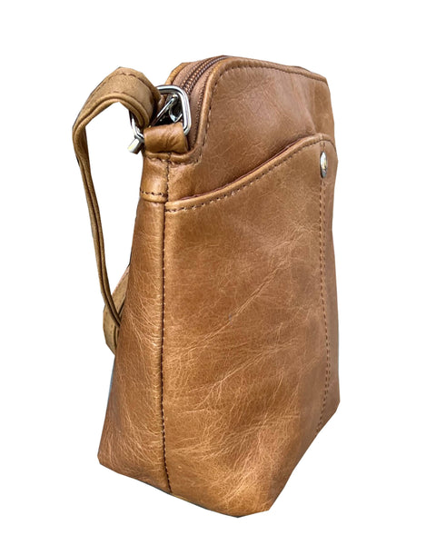 Roma Leathers - W026 Cowhide Women Mini crossbody shoulder bag phone pouch: Cream