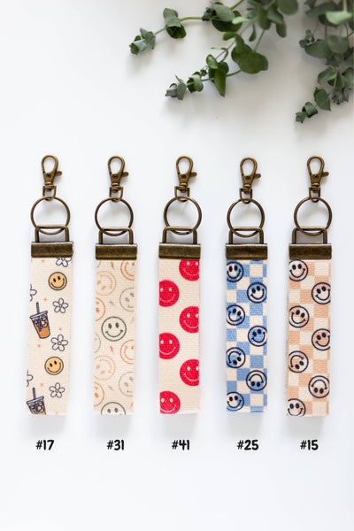 Frederick Family Co. - Canvas Wrist Keychain Lanyard, Custom Lanyard, Key Fob Wrist: #14 Boho Checker / 1.25 Inches Wide (size pictured)