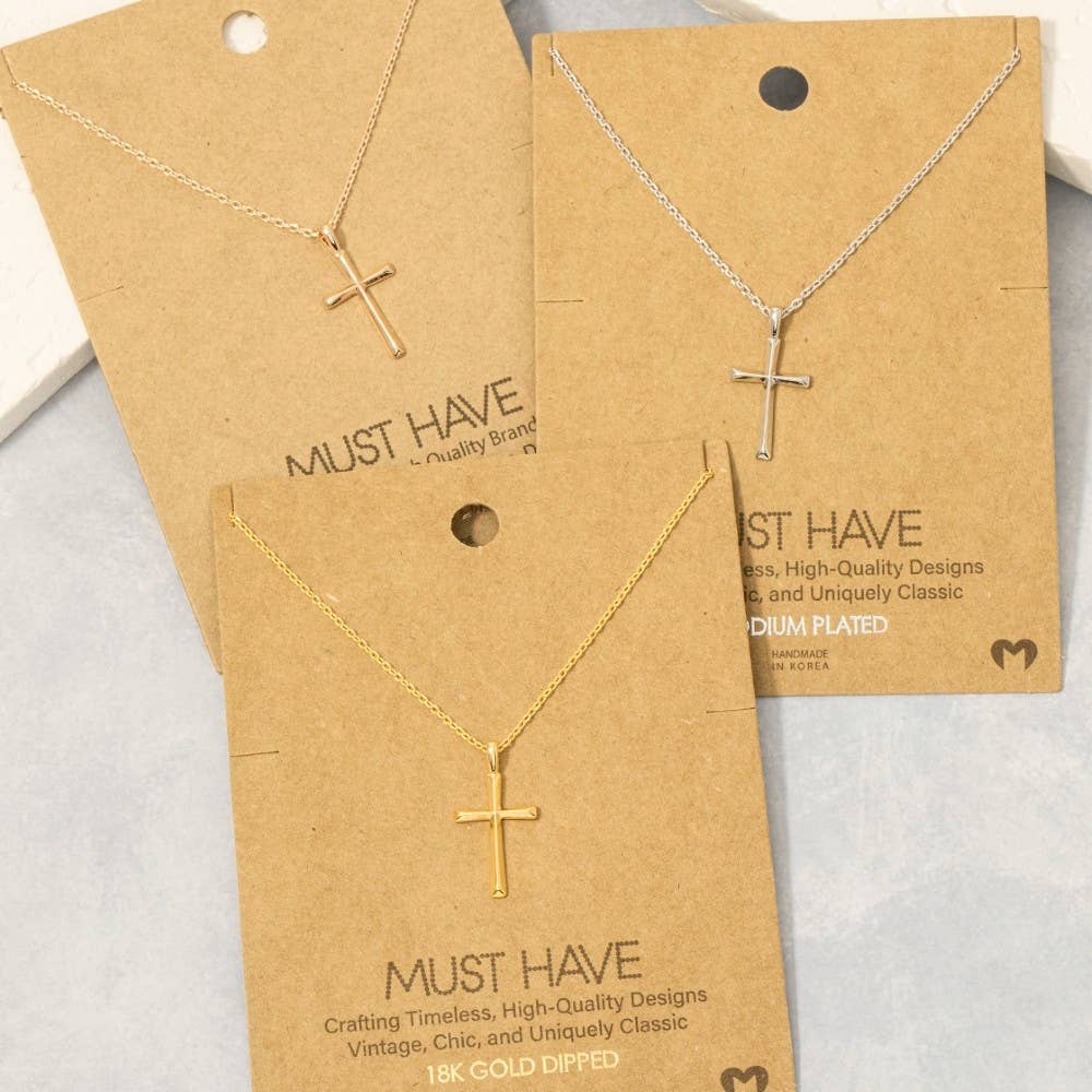Fame Accessories - Gold Dipped Dainty Cross Pendant Necklace: G