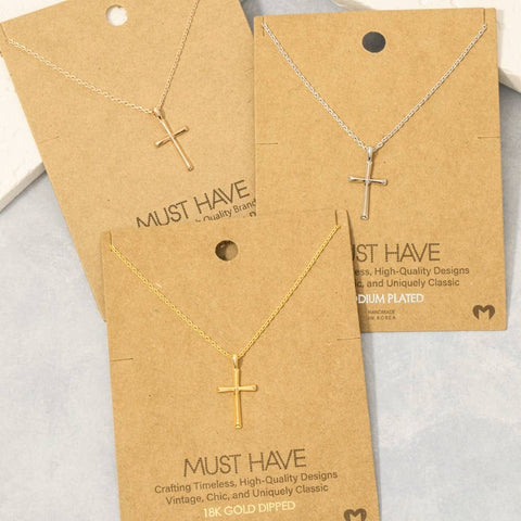 Fame Accessories - Gold Dipped Dainty Cross Pendant Necklace: G