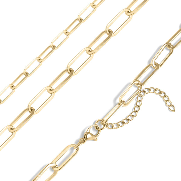 WJW - 18K Gold Paperclip Chain Necklace: 18+02" / 4mm