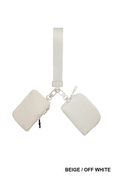 Vanilla Monkey - Dual Pouch Wristlet Keychain Wallet: WHITE/ARMY GREEN / 1 (ONE SIZE)
