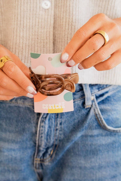 Shop ANDi - Overlapping Flat Claw Clip: Tan