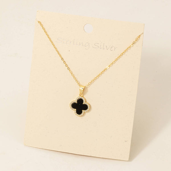 Fame Accessories - Sterling Silver Clover Pendant Necklace: GMO