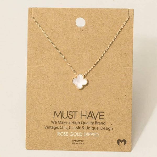 Fame Accessories - Gold Dipped Mother Of Pearl Clover Pendant Necklace: G