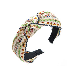 ACCITY - CROSS EMBROIDERY FASHION HEADBAND_CWAHA1253: Beige / (OS) 3