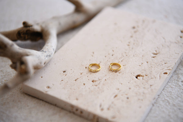 Cecelia Designs Jewelry - Gold Plated Lightweight Huggie Earrings Mother's Day Gift: CZ Huggies in 14k Gold Plated 925 Sterling