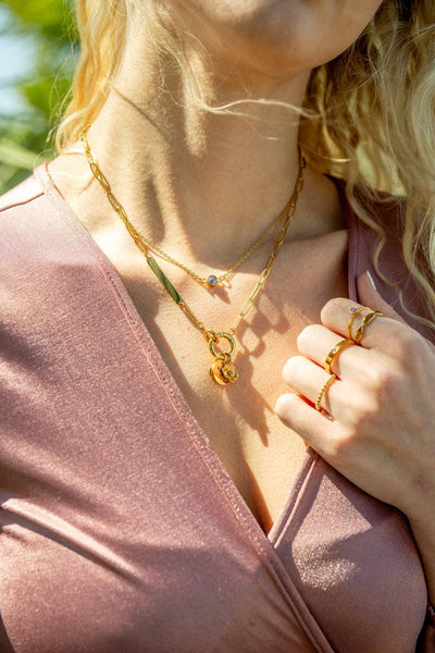 WJW - 18K Gold PVD Engravable Paperclip Charm Holder Necklace: Gold