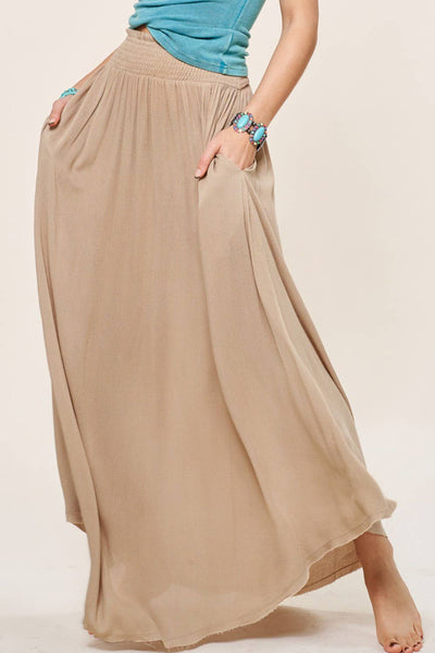 La Miel - JAP4176-Lightweight Spring Summer Maxi Skirt: S / Black