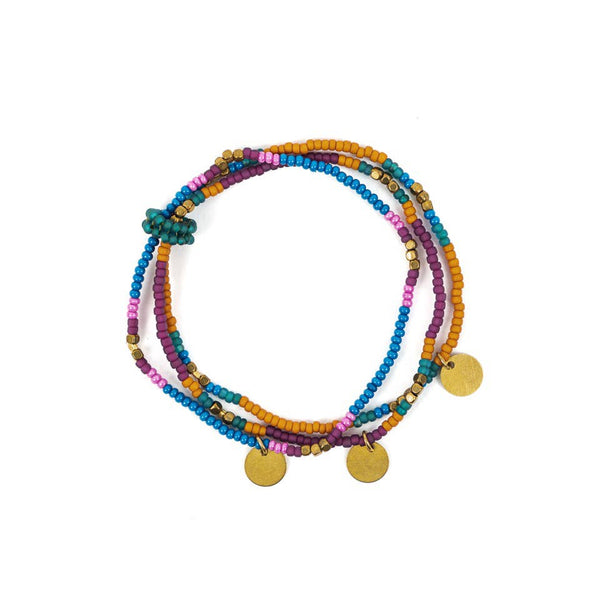 Altiplano - Triple Strand Beaded Stretch Bracelet: Eucalyptus bark