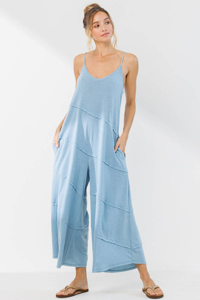 Ces Femme - Solid Jumpsuit With Pockets / BJ6854: S-M-L (2-2-2) / DENIM