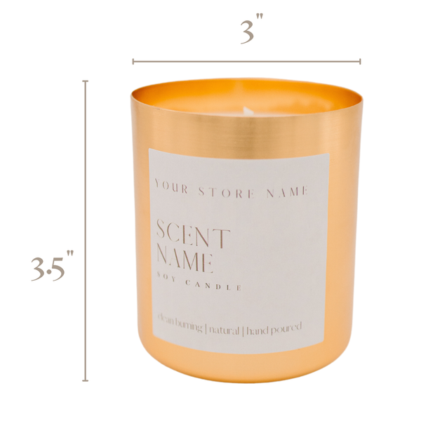 River Birch Candles - 13 oz Unlabeled Gold Metal Tumbler-Soy Candle-Private Label: Marshmallows By The Fireside