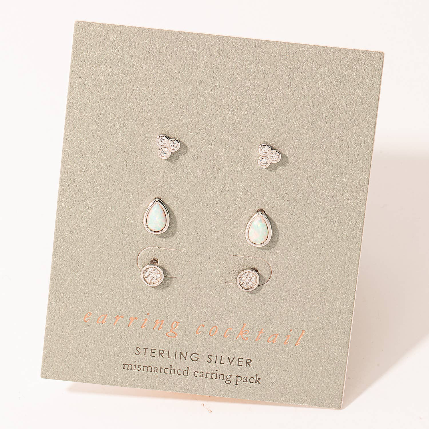 Fame Accessories - Sterling Silver Three Pair Stud Earring Set: S