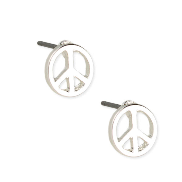 ZAD - Silver Peace Sign Post Earring