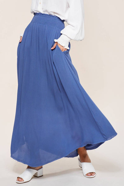 La Miel - JAP4176-Lightweight Spring Summer Maxi Skirt: S / Black