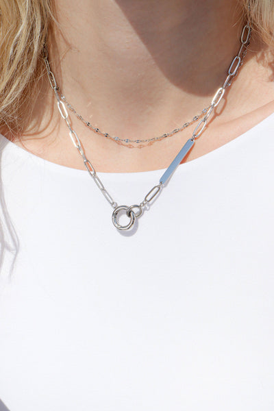 WJW - 18K Gold PVD Engravable Paperclip Charm Holder Necklace: Gold