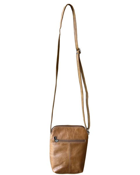 Roma Leathers - W026 Cowhide Women Mini crossbody shoulder bag phone pouch: Cream