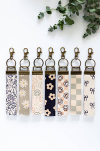 Frederick Family Co. - Canvas Wrist Keychain Lanyard, Custom Lanyard, Key Fob Wrist: #14 Boho Checker / 1.25 Inches Wide (size pictured)