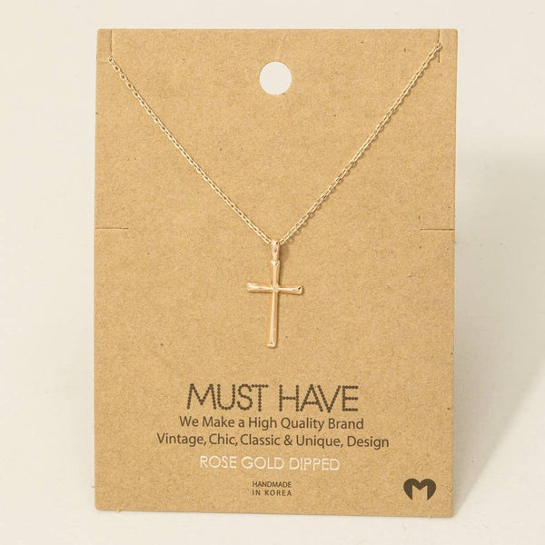 Fame Accessories - Gold Dipped Dainty Cross Pendant Necklace: G