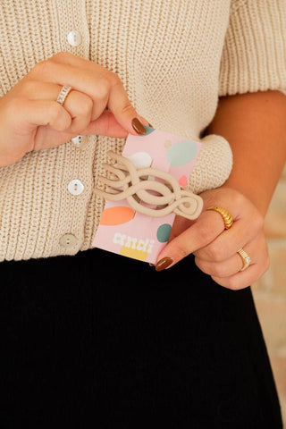 Shop ANDi - Overlapping Flat Claw Clip: Tan