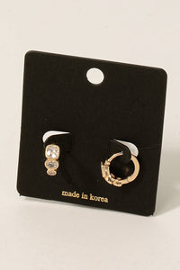 Fame Accessories - Triple Cz Charms Hinge Hoop Earrings: G