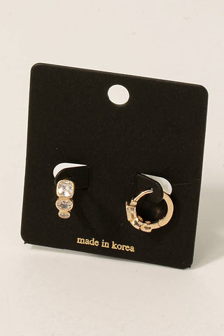 Fame Accessories - Triple Cz Charms Hinge Hoop Earrings: G