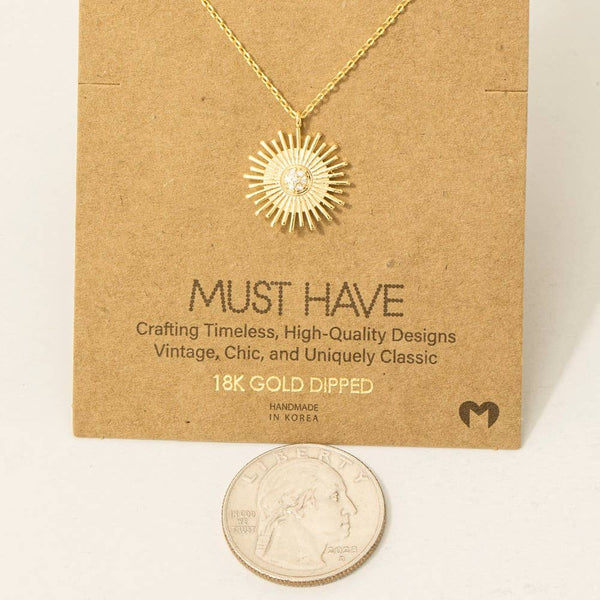 Fame Accessories - Circle Sun Shine Ray Pendant Necklace: G