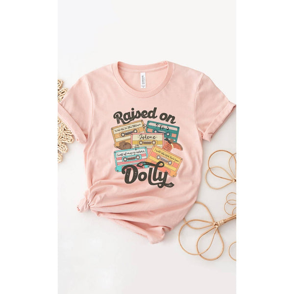 Raised On Dolly Cassette Country Music Western Graphic Tee: CREAM / M