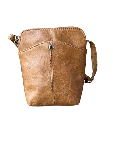 Roma Leathers - W026 Cowhide Women Mini crossbody shoulder bag phone pouch: Cream