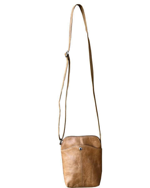 Roma Leathers - W026 Cowhide Women Mini crossbody shoulder bag phone pouch: Cream