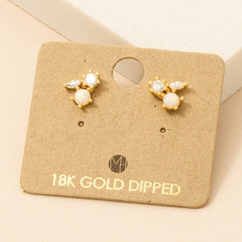 Fame Accessories - Mini Triple Rhinestone Stud Earring: G