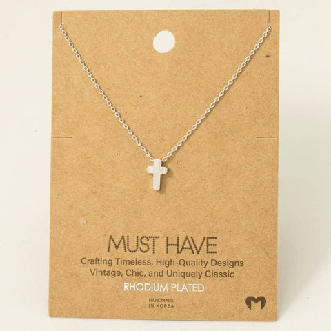 Fame Accessories - Dainty Mini Cross Pendant Necklace: S